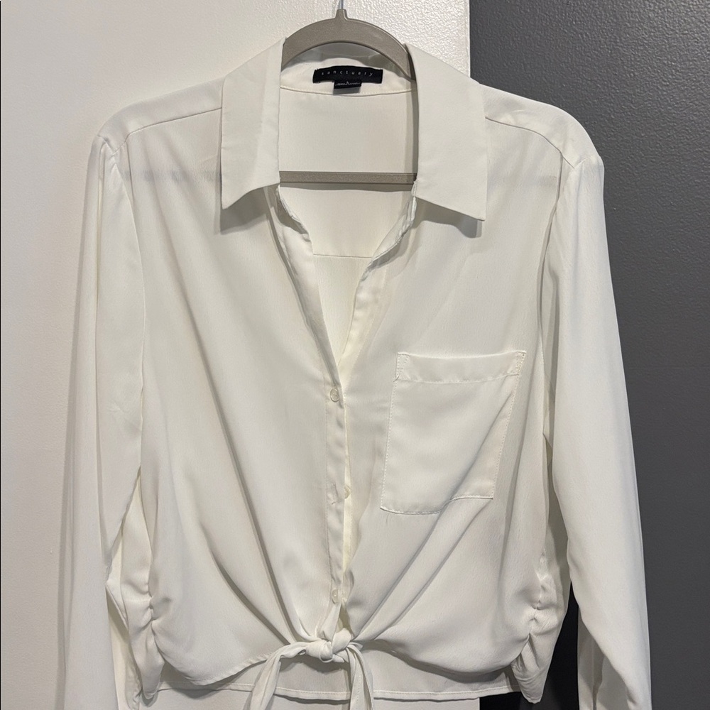 Classic White women’s tie front blouse